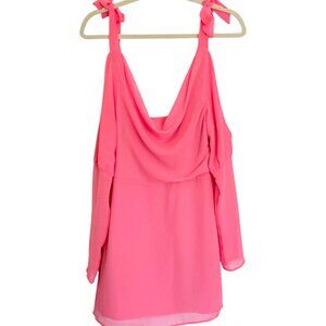 Marjorelle Pink Off-Shoulder Womens Mini Dress Shoulder Ties Size XSmall
